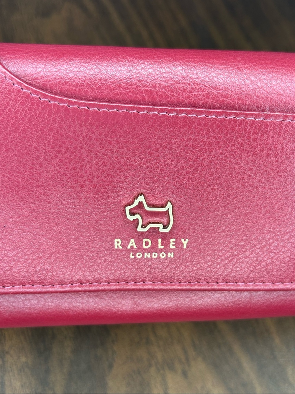 Radley London Burgundy Leather Flap Wallet Scottie Dog Logo Zip Coin Pocket - Picture 3 of 8